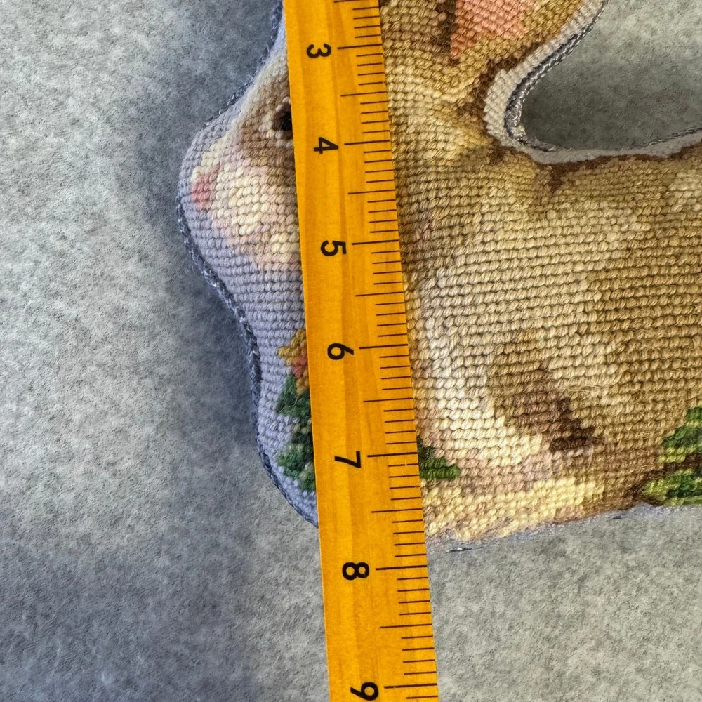 Lillian Vernon Vintage Wool Needlepoint Easter Bunny Rabbit Pillow Blue Velvet